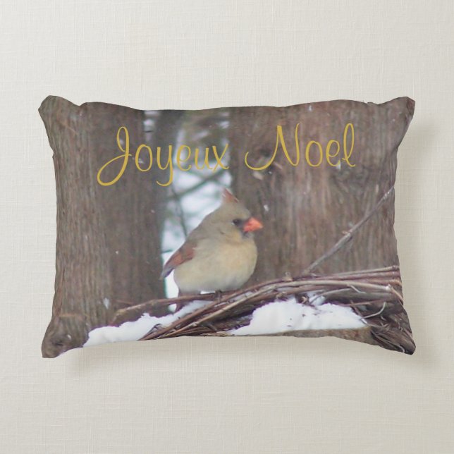 Joyeux Noel Designer Coussin d'oiseaux (Devant)