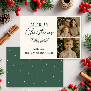Joyeux Noël Deux Photo Green Holiday Carte Apparte
