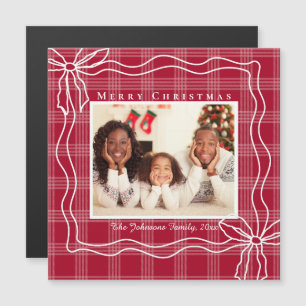 joyeux noël doodé arc photo rouge plaid aimant