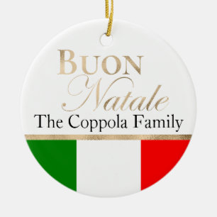 Joyeux Noël Drapeau Italien Ornement de Noël en Or