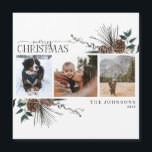 Joyeux Noël Dusty Winter Holiday Card Magnet<br><div class="desc">Voici notre joyeux petit Noël Dusty Winter Watercolor Photo Holiday Card Magnet! Cette belle carte présente trois de vos photos préférées, parfaitement arrangée avec un arrangement tendance et souple d'eucalyptus et d'éléments botaniques d'hiver. La calligraphie lettrée à la main ajoute une touche de charme et d'élégance, ce qui en fait...</div>