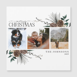 Joyeux Noël Dusty Winter Holiday Card Magnet