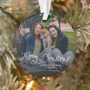 Joyeux Noël Écriture Fantaisiste Photo de Famille