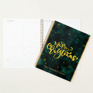 Joyeux Noël écriture vintage verte et or