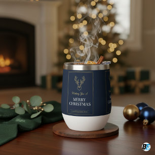 Joyeux Noël Élégant Cerf Navy Or