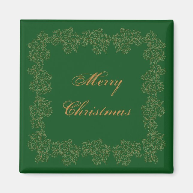 Joyeux Noël Elegant Vert Or Magnet (Devant)