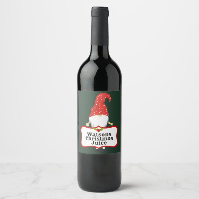 Joyeux Noël elf Étiquette de vin personnalisé (Devant)