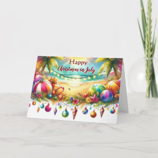 Joyeux Noël en juillet Carte de vacances tropicale