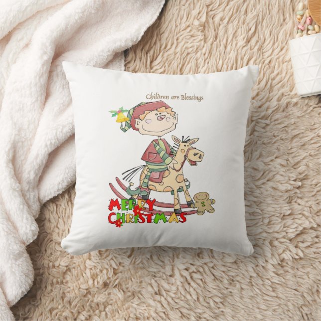 Joyeux Noël Enfants Bénédictions Coussin jeté (Couverture)