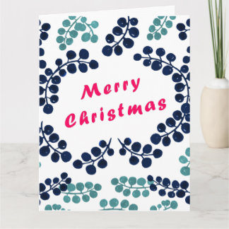 Joyeux Noël et Berries Carte de voeux pliée