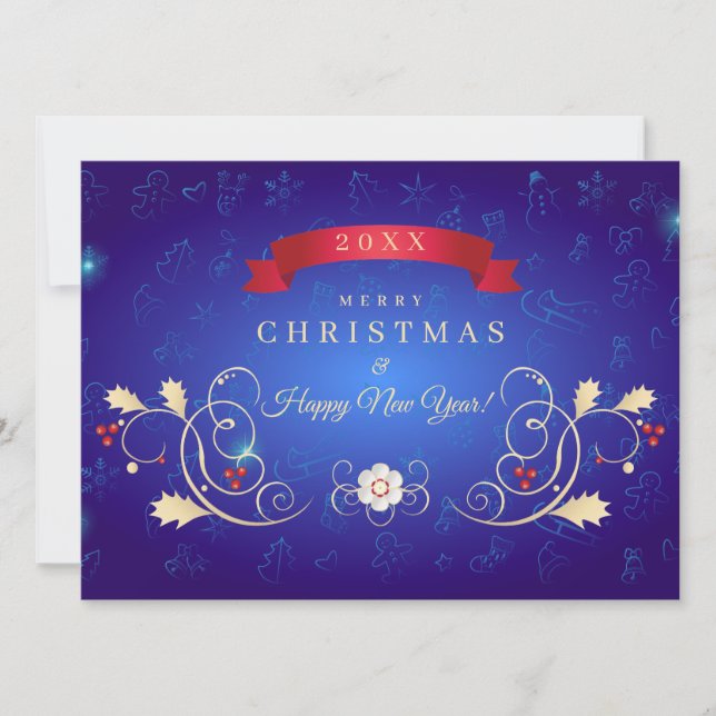 Joyeux Noël et Bonne Année ! Carte bleue 20XX (Devant)