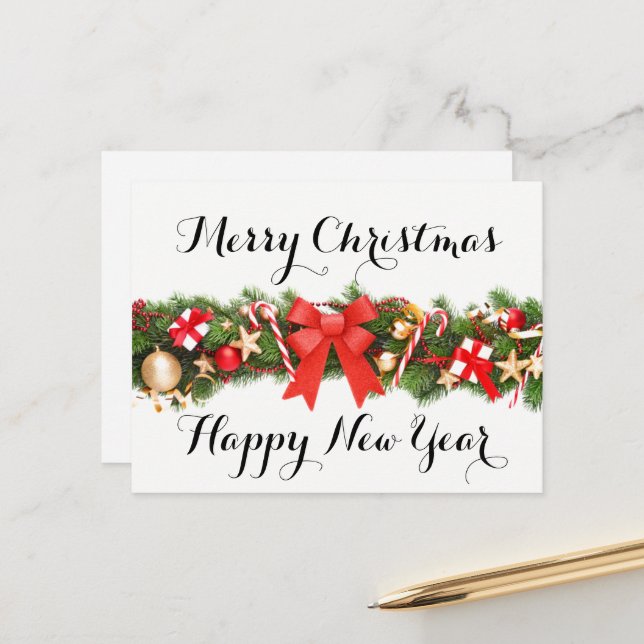 Joyeux Noël et Bonne Année Carte postale (Devant/Arrière en situation)