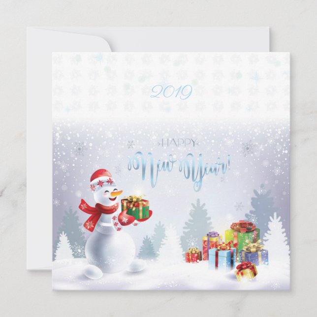 Joyeux Noël et Bonne Année ! Carte Snowman (Devant)