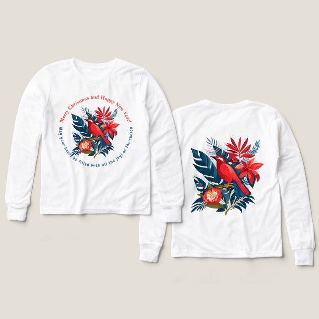 Joyeux Noël et Bonne Année ! Oiseau rouge BOHO (Motif Recto et Verso)