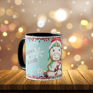 Joyeux Noël et brillant Unicorne Kids Mug