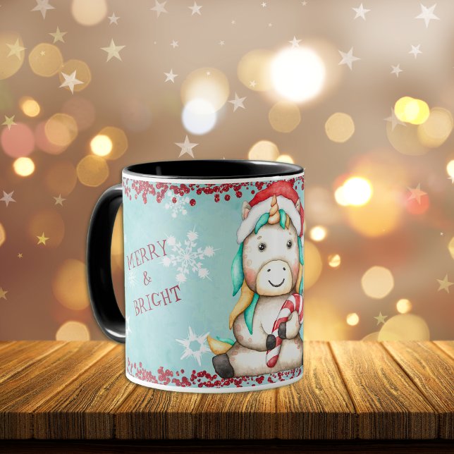 Joyeux Noël et brillant Unicorne Kids Mug (Créateur téléchargé)