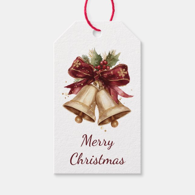 Joyeux Noël | Étiquette Cadeau Cloches Festives (Devant)
