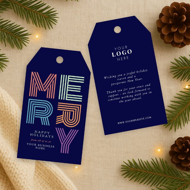 Joyeux Noël Étiquette Cadeau Colorée Logo Entrepri (Créateur téléchargé)