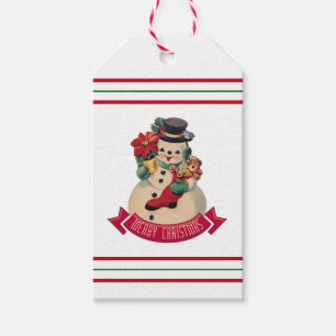Joyeux Noël - étiquette cadeau Snowman Vintage