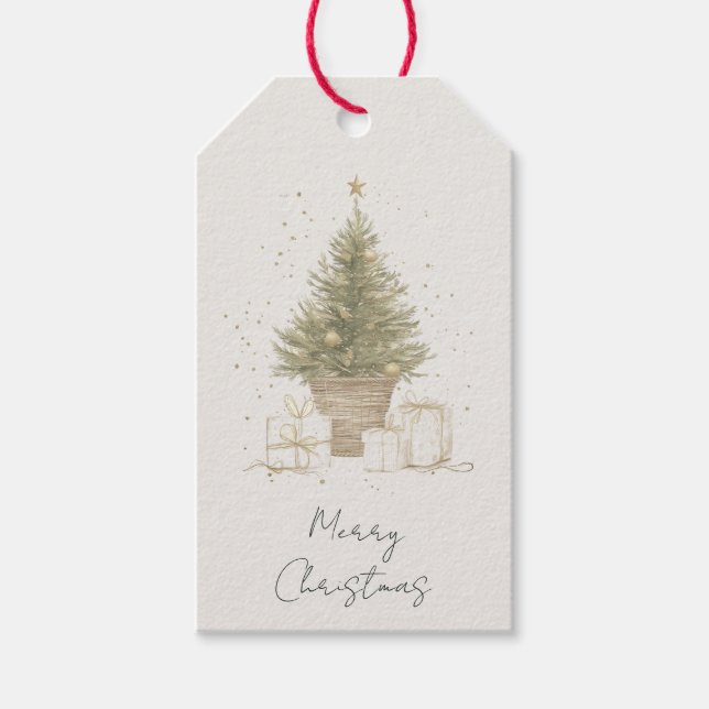 Joyeux Noël | Étiquette de cadeau de sapin de Noël (Devant)