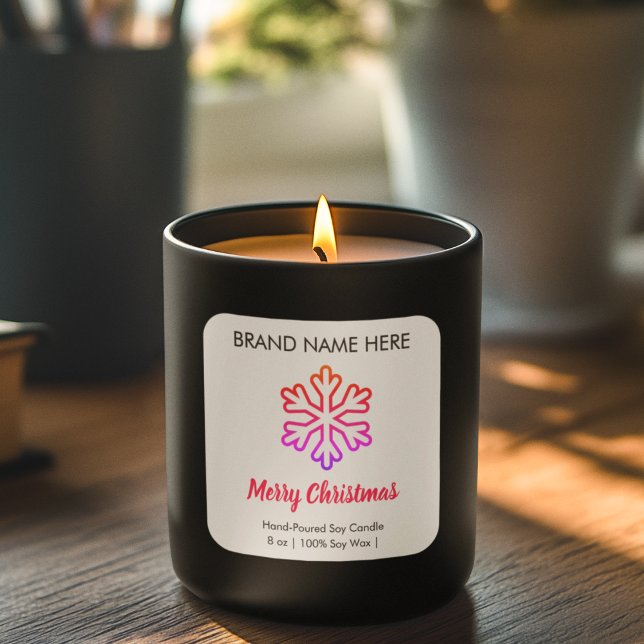 Joyeux Noël | Étiquettes de bougie modernes flocon (Créateur téléchargé)