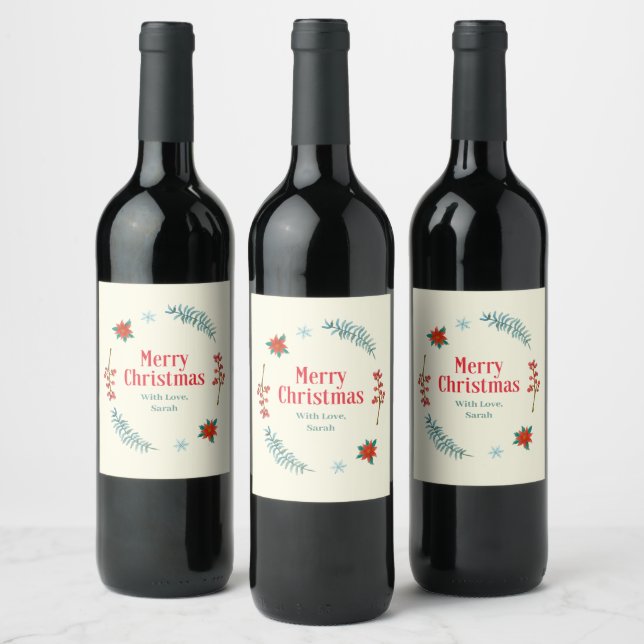 Joyeux Noël Étiquettes de vin personnalisés (Bouteilles)