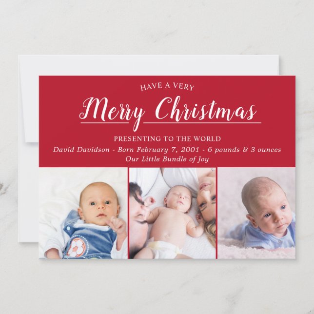 Joyeux Noël Faire-part de naissance photo rouge (Devant)