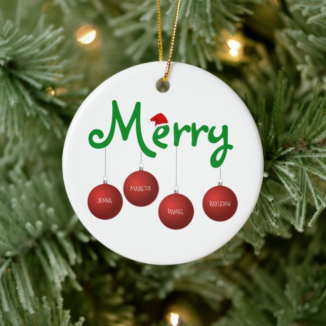 Joyeux Noël Famille de quatre ornements personnali (Arbre)