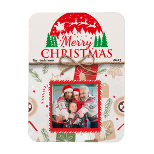 Joyeux Noël Famille Magnet Carte photo