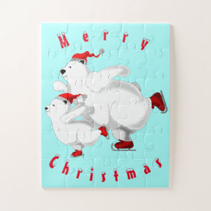 Joyeux Noël Famille Ours Jigsaw Puzzle cadeau