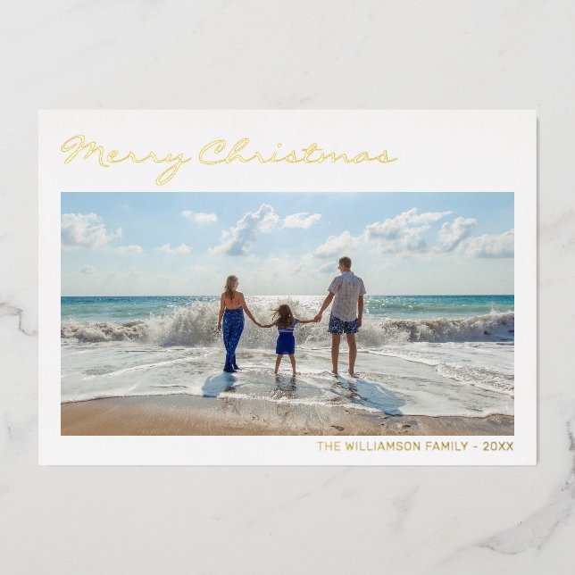 Joyeux Noël Famille Photo Foil Carte de vacances (Recto)