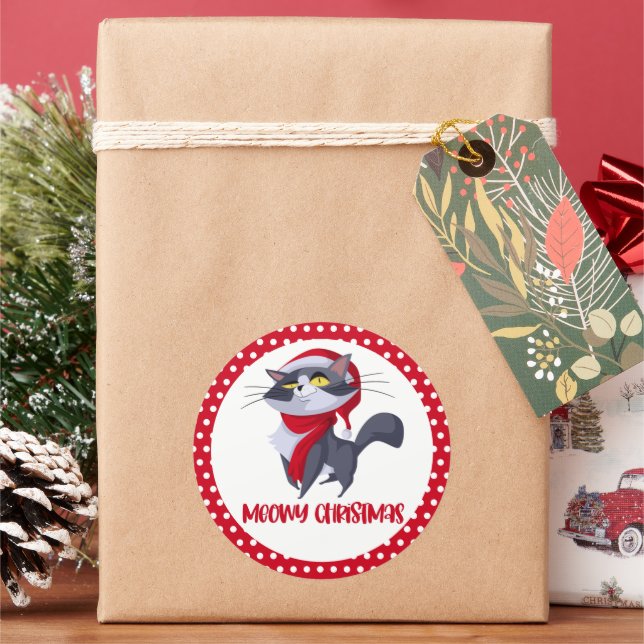 Joyeux Noël félin autocollant (vacances)