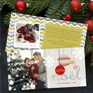Joyeux Noel Festive Chevron Carte photo de vacance