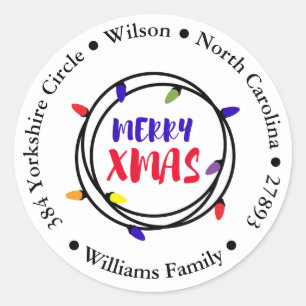 Joyeux Noël Festive Lumières Adresse Sticker