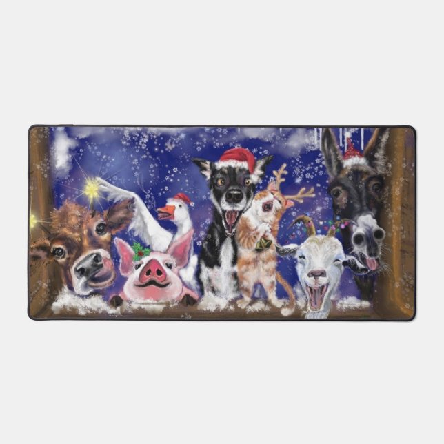 Joyeux Noël Fête des animaux de ferme drôle (Recto)