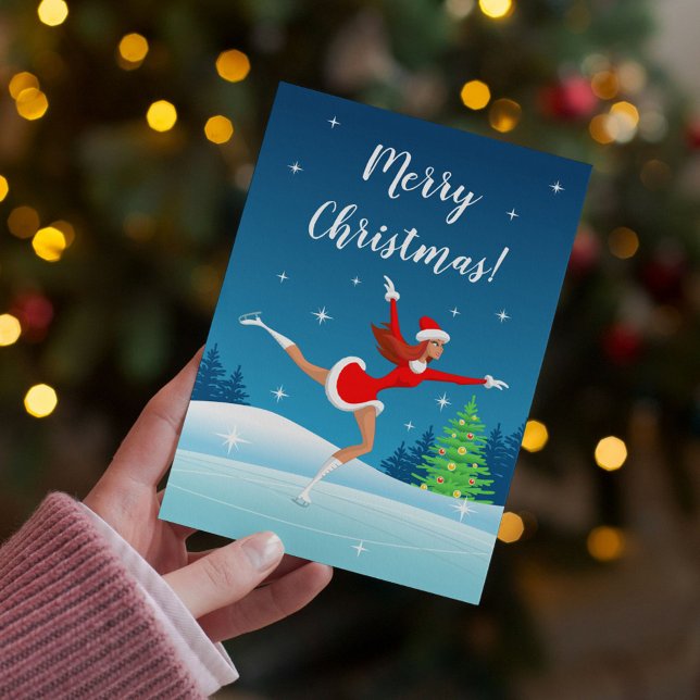 Joyeux Noël Figure Patinage Girl Carte de vacances (Créateur téléchargé)