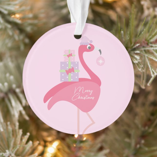 Joyeux Noël Flamant Rose Pastel Violet (Arbre)