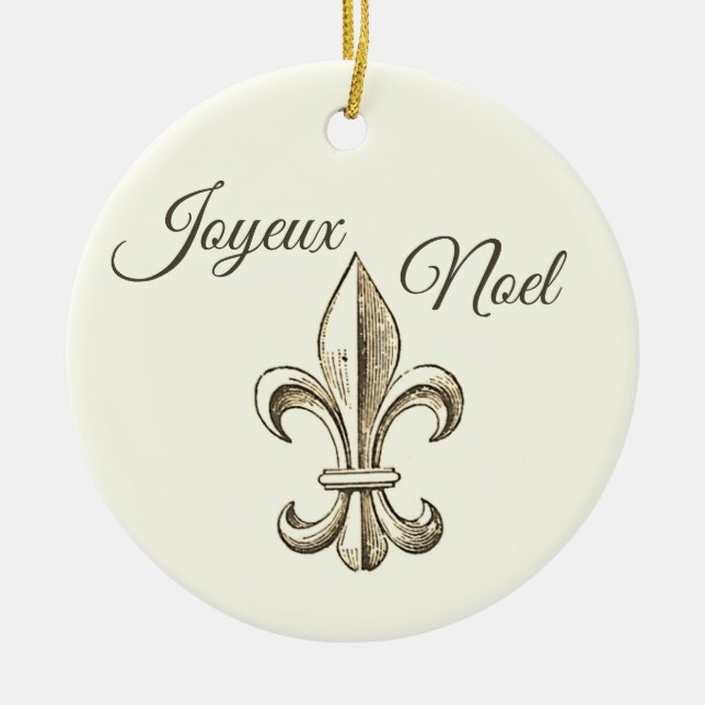 Joyeux Noel Fleur de lis Ornement de Noël (Devant)