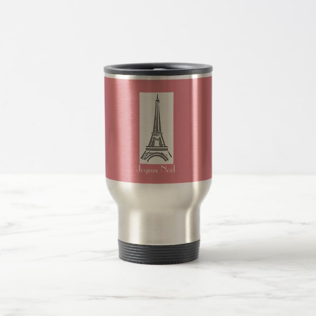 Joyeux Noel French Christmas Pink Eiffel Tower Mug (Centre)