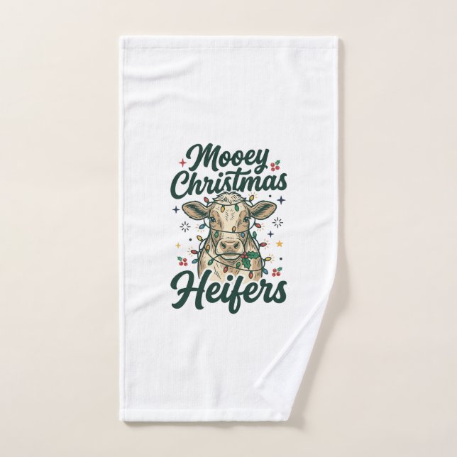 Joyeux Noël Génisses Drôle Vache Noël Design (Serviette à main)