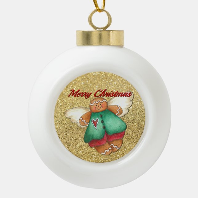 Joyeux Noël Gingerbread Angel Ball Ornement (Devant)