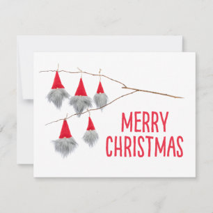 Joyeux Noël gnome chapeau rouge carte plate