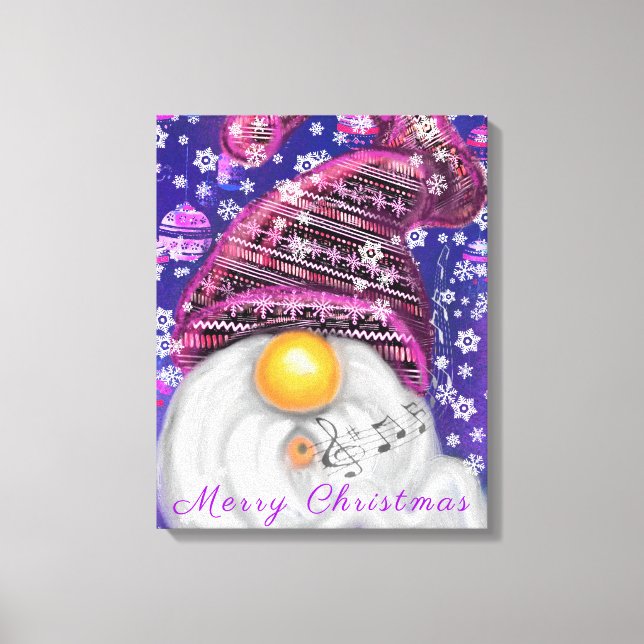 Joyeux Noël Gnome En Toile Casquette Violet Imprim (Recto)