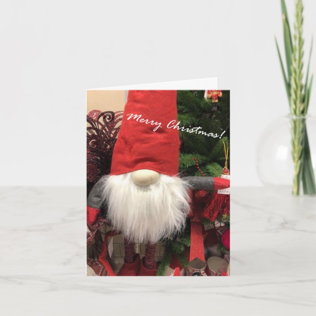 Joyeux Noël Gnome Joie et Magie Carte de vacances (Devant)