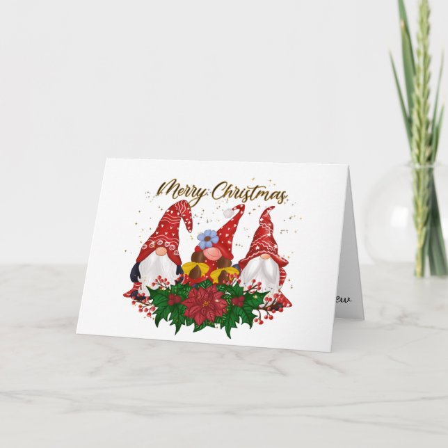 Joyeux Noël Gnomes Carte de Noël (Devant)