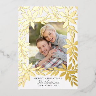 Joyeux Noël Gold Poinsettia Foil Carte de vacances