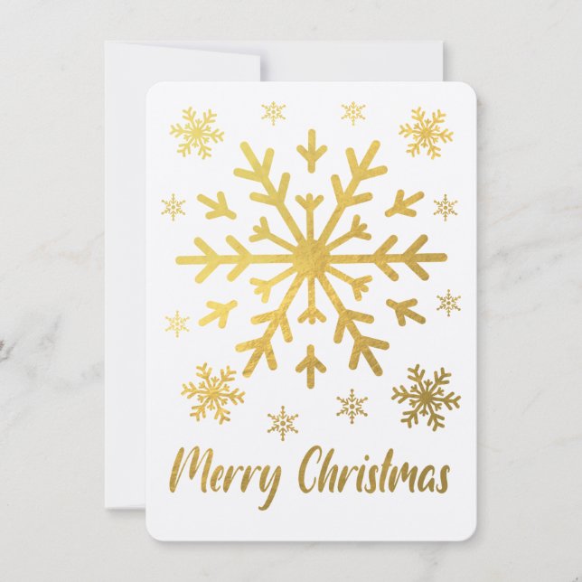 Joyeux Noël Gold Snowflakes Cartes blanches (Devant)