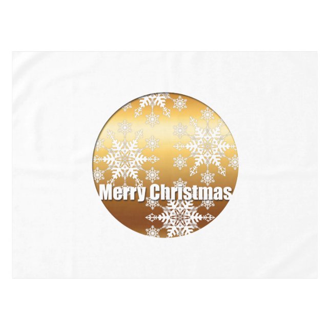 Joyeux Noël Golden Snowflakes Nappe (Devant (Horizontal))