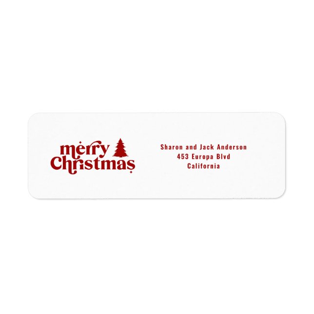 Joyeux Noël graphique arbre Étiquette de police ré (Devant)