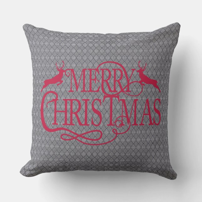 Joyeux Noël Gris Diamant Design Coussin (Recto)